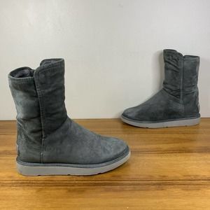 UGG Womens Grey Suede Shearling Lined Side Zip Boot
Size 7